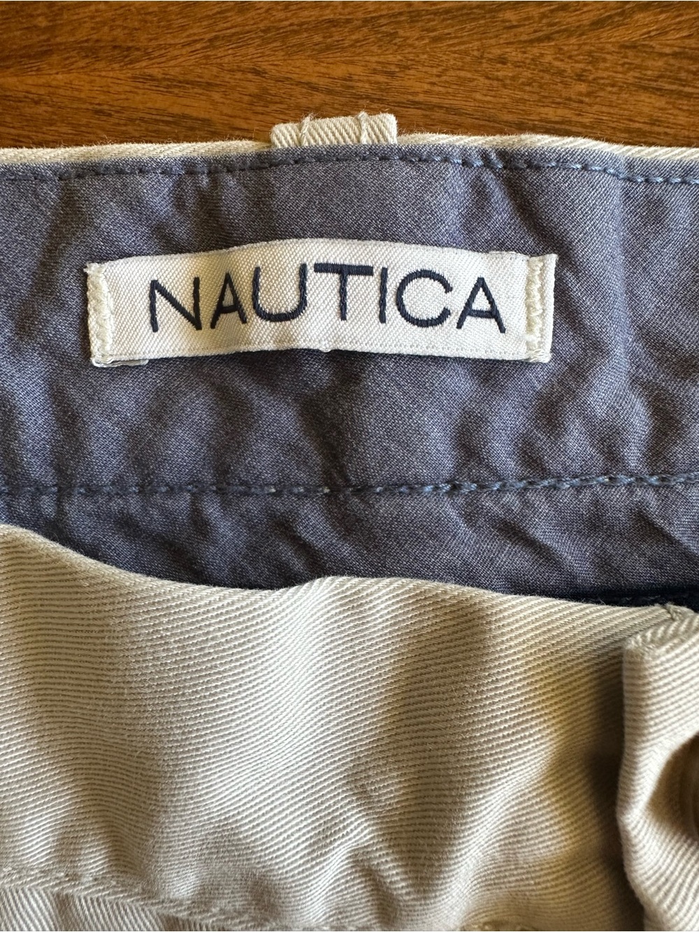 Nautica Men’s Khaki Cargo Pants with Navy Inner Waistband